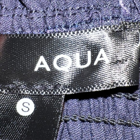 Like New AQUA Bloomingdale's Navy Blue Ruffle Mini Dress Size Small - Picture 4 of 10